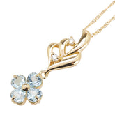 K18YG イエローゴールド ブルートパーズ ダイヤ クローバー 四つ葉 モチーフ ペンダントネックレス レディース 【中古】