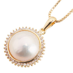 K18YG イエローゴールド マベパール約12.5mm ダイヤ0.26ct LA SOMA ラ ソマ ベネチアンチェーン ネックレス レディース 【中古】