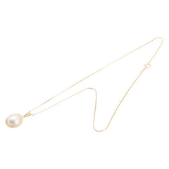 K18YG イエローゴールド マベパール約12.5mm ダイヤ0.26ct LA SOMA ラ ソマ ベネチアンチェーン ネックレス レディース 【中古】