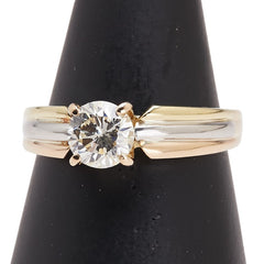 セイコー K18YG イエローゴールド Pt900 プラチナ コンビ ダイヤ1.00ct 1P リング 指輪 レディース SEIKO 15.5号 【中古】