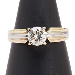 セイコー K18YG イエローゴールド Pt900 プラチナ コンビ ダイヤ1.00ct 1P リング 指輪 レディース SEIKO 15.5号 【中古】