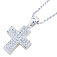 ダミアーニ K18WG ホワイトゴールド ダイヤ0.48ct 十字架 クロス パヴェ ペンダントネックレス レディース Damiani 【中古】