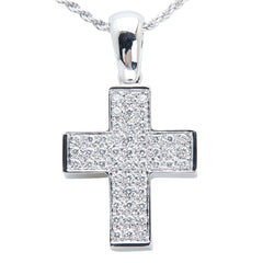 ダミアーニ K18WG ホワイトゴールド ダイヤ0.48ct 十字架 クロス パヴェ ペンダントネックレス レディース Damiani 【中古】
