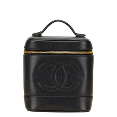 シャネル ココマーク バニティバッグ 化粧ポーチ ブラック キャビアスキン レディース CHANEL 中古