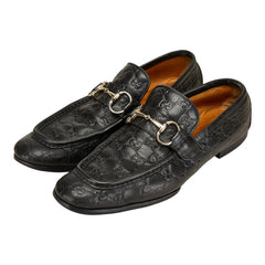 グッチ グッチシマ ホースビット ローファー サイズ:42 ブラック レザー メンズ GUCCI 【中古】