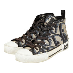 ディオール B23 オブリーク ハイカットスニーカー ベージュ キャンバス ラバー メンズ Dior 【中古】