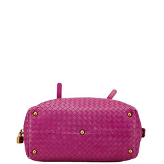 ボッテガヴェネタ イントレチャート ハンドバッグ ミニボストンバッグ パープル レザー レディース BOTTEGAVENETA 【中古】