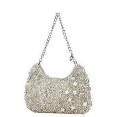 アンテプリマ フィオリトゥーラ ワイヤーバッグ チェーン ワンショルダーバッグ ハンドバッグ シルバー PVC レザー ビーズ レディース ANTEPRIMA 【中古】