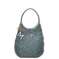 アンテプリマ ワイヤーバッグ リボン M ハンドバッグ ブルー PVC ラインストーン レディース ANTEPRIMA 【中古】