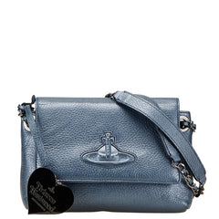 ヴィヴィアンウエストウッド オーブ チェーン ショルダーバッグ ブルー レザー レディース Vivienne Westwood 【中古】