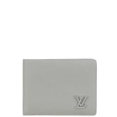 ルイ ヴィトン アエログラム ポルトフォイユ ミュルティプル 二つ折り財布 カードケース M81026 グレー レザー レディース LOUIS VUITTON 【中古】