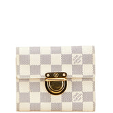 ルイ ヴィトン ダミエ アズール ポルト フォイユ コアラ 三つ折り財布 N60013 ホワイト PVC レザー レディース LOUIS VUITTON 【中古】