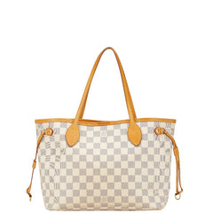 ルイ ヴィトン ダミエ アズール ネヴァーフルPM トートバッグ N51110 ホワイト PVC レザー レディース LOUIS VUITTON 【中古】