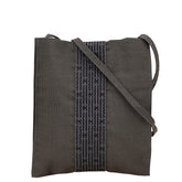 エルメス エールライン 斜め掛け ショルダーバッグ ポシェット グレー ブラック キャンバス レディース HERMES 【中古】