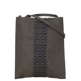 エルメス エールライン 斜め掛け ショルダーバッグ ポシェット グレー ブラック キャンバス レディース HERMES 【中古】