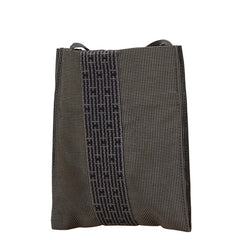 エルメス エールライン 斜め掛け ショルダーバッグ ポシェット グレー ブラック キャンバス レディース HERMES 【中古】