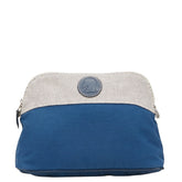 エルメス ボリードポーチ25 ポーチ 小物入れ ブルー ホワイト キャンバス レザー レディース HERMES 【中古】