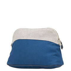 エルメス ボリードポーチ25 ポーチ 小物入れ ブルー ホワイト キャンバス レザー レディース HERMES 【中古】