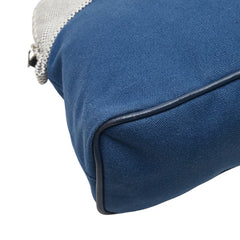 エルメス ボリードポーチ25 ポーチ 小物入れ ブルー ホワイト キャンバス レザー レディース HERMES 【中古】