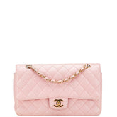 シャネル ココマーク マトラッセ25 ダブルフラップ チェーン ショルダーバッグ ピンク キャビアスキン レディース CHANEL 【中古】