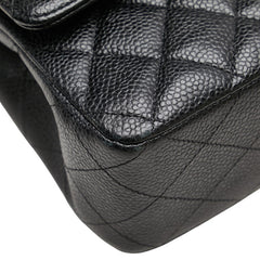 シャネル ココマーク マトラッセ25 ダブルフラップ チェーン ショルダーバッグ ブラック キャビアスキン レディース CHANEL 【中古】