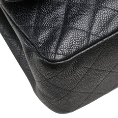 シャネル ココマーク マトラッセ30 ダブルフラップ チェーン ショルダーバッグ ブラック キャビアスキン レディース CHANEL 【中古】
