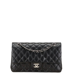 シャネル マトラッセ25 ダブルフラップ ココマーク チェーン ショルダーバッグ ブラック ラムスキン レディース CHANEL 【中古】