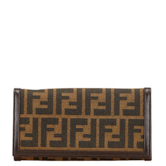 フェンディ ズッカ 長財布 30851 ブラウン キャンバス レザー レディース FENDI 【中古】