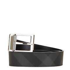 バーバリー チェック ベルト サイズ:90/36 ブラック グレー PVC レザー メンズ BURBERRY 【中古】