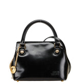 ヴェルサーチェ サンバースト ハンドバッグ ショルダーバッグ 2WAY ブラック レザー レディース VERSACE 【中古】