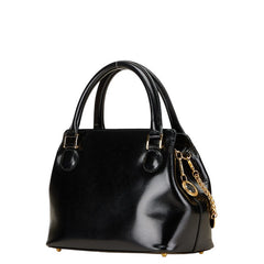 ヴェルサーチェ サンバースト ハンドバッグ ショルダーバッグ 2WAY ブラック レザー レディース VERSACE 【中古】