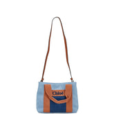 クロエ キッズ ロゴ デニム ハンドバッグ ショルダーバッグ ブルー ブラウン コットン レディース Chloe 【中古】