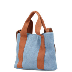 クロエ キッズ ロゴ デニム ハンドバッグ ショルダーバッグ ブルー ブラウン コットン レディース Chloe 【中古】