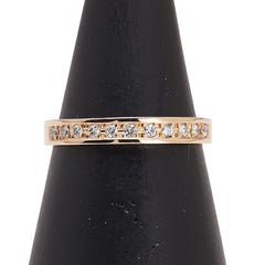 K18YG イエローゴールド ダイヤ0.12ct 一文字 リング 指輪 レディース 11.5号 【中古】