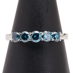 Pt950 プラチナ ダイヤ1.00ct 一文字 リング 指輪 レディース 20号 【中古】