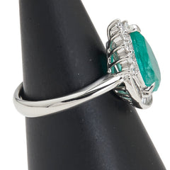 Pt900 プラチナ エメラルド3.10ct ダイヤ0.55ct リング 指輪 レディース 16号 【中古】