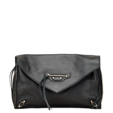 バレンシアガ ペーパー ジップ アラウンド クラッチバッグ ブラック レザー レディース BALENCIAGA 【中古】