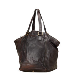 サンローラン リヴゴーシュ ダウンタウン トートバッグ 175884 ダークブラウン レザー レディース SAINT LAURENT 【中古】