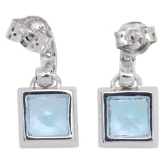 K18WG ホワイトゴールド ブルートパーズ2.56ct ダイヤ0.04ct ピアス レディース 【中古】