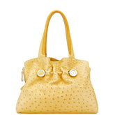 ブルガリ オーストリッチ ハンドバッグ イエロー レザー レディース BVLGARI 【中古】