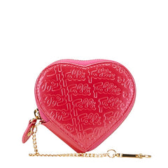 フォリフォリ ハート コインケース ピンク エナメル レザー レディース Folli Follie 【中古】