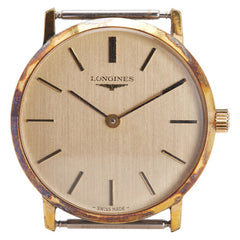 ロンジン ラウンド 腕時計 L847.3 手巻き ゴールド文字盤 ステンレススチール メッキ レディース LONGINES 【中古】