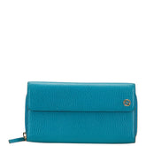 グッチ インターロッキングG 長財布 449397 ターコイズブルー レザー レディース GUCCI 【中古】