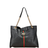 グッチ GGスプリーム シェリーライン ダイガーヘッド ラジャ シェリーライン チェーン トートバッグ ショルダーバッグ 537219 ブラック PVC レザー レディース GUCCI 【中古】