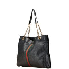 グッチ GGスプリーム シェリーライン ダイガーヘッド ラジャ シェリーライン チェーン トートバッグ ショルダーバッグ 537219 ブラック PVC レザー レディース GUCCI 【中古】