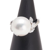 Pt900 プラチナ 白蝶真珠13mm ダイヤ0.42ct リング 指輪 レディース 12号 【中古】