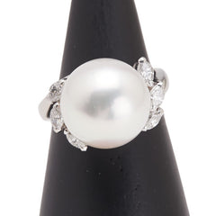 Pt900 プラチナ 白蝶真珠13mm ダイヤ0.42ct リング 指輪 レディース 12号 【中古】