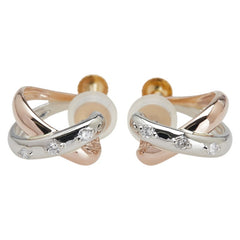 ヴァンドーム K18YG イエローゴールド K18PG ピンクゴールド Pt900 プラチナ コンビ ダイヤ スリーカラー イヤリング レディース VANDOME 【中古】