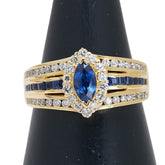 K18YG イエローゴールド サファイア0.77ct ダイヤD0.44ct リング 指輪 レディース 12号 【中古】