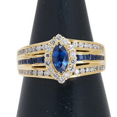 K18YG イエローゴールド サファイア0.77ct ダイヤD0.44ct リング 指輪 レディース 12号 【中古】